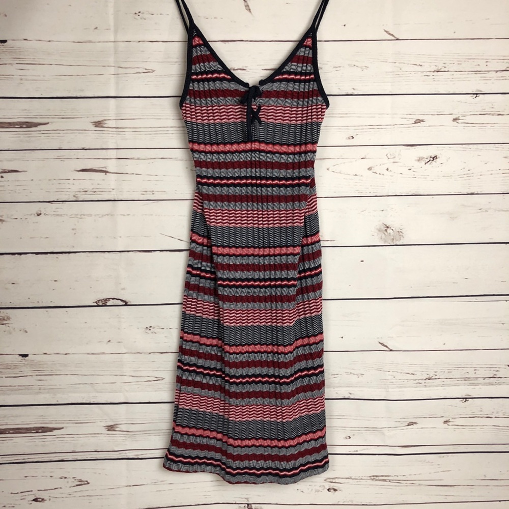 Topshop Dress Midi Ribbed Fitted Knit Stretch
